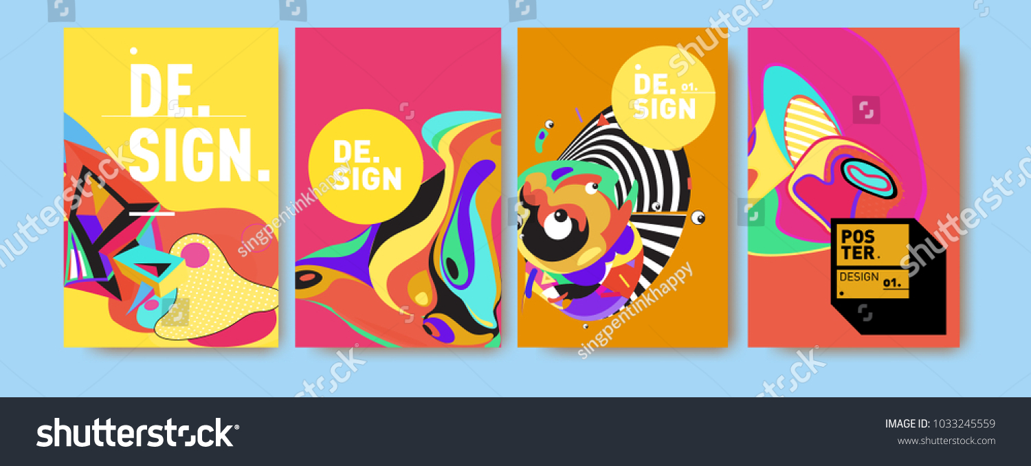Abstract Colorful Collage Poster Design Template Stock Vector Royalty Free 1033245559