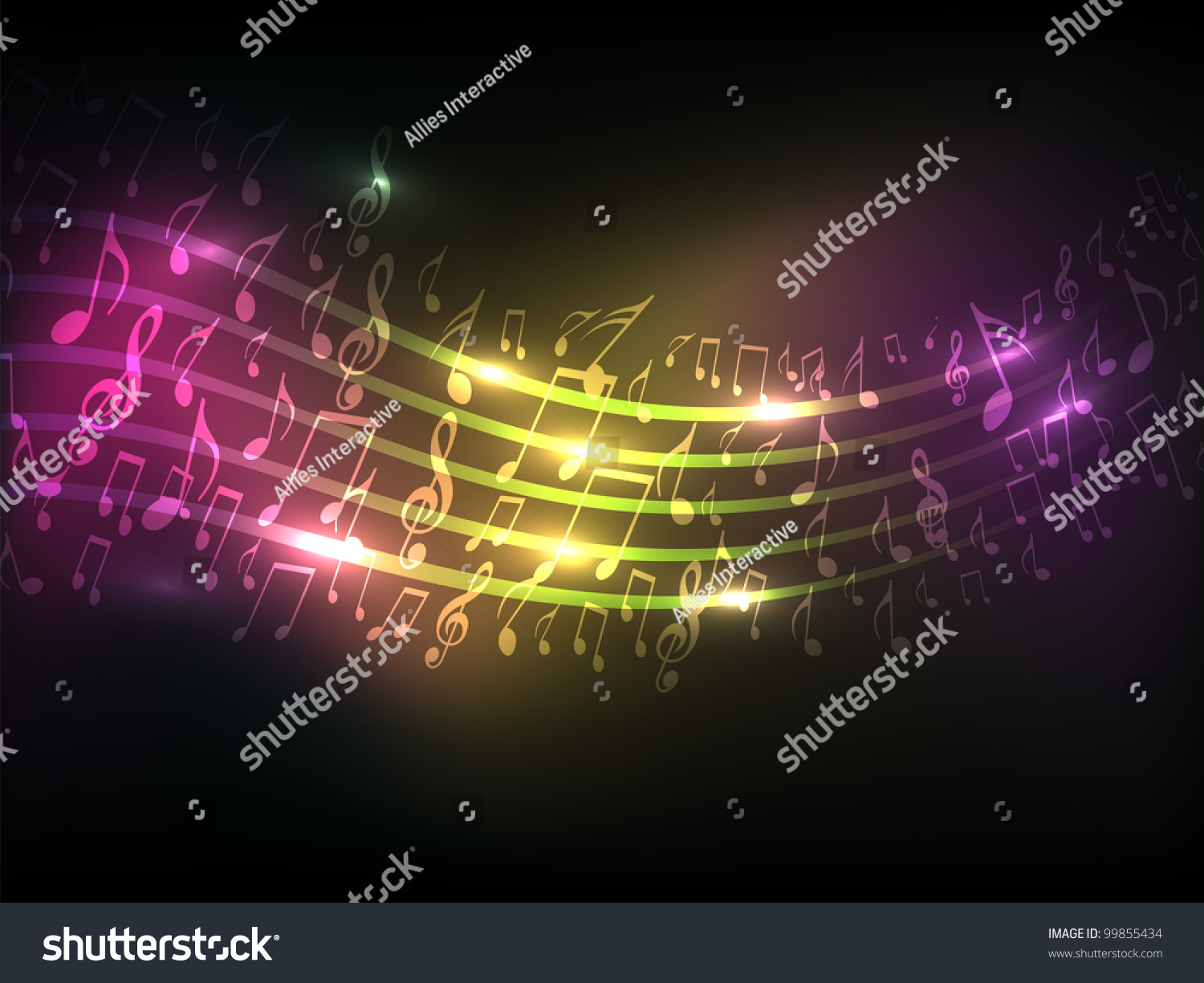 Abstract Colorful Shiny Musical Notes Or Wave Background. Eps 10, Can ...