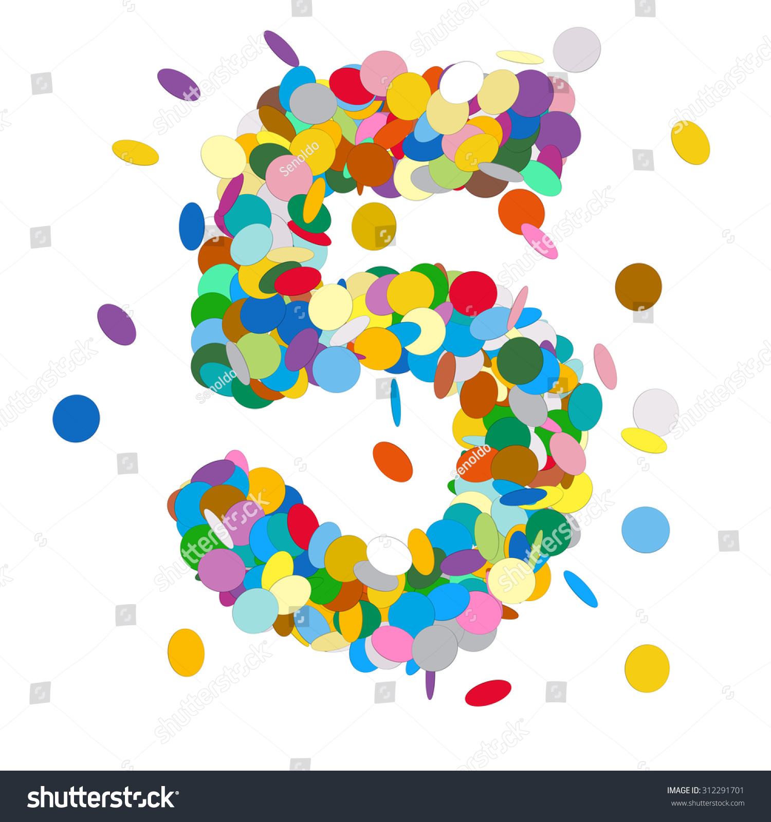 Abstract Colorful Vector Confetti Number Five Stock Vector 312291701 ...