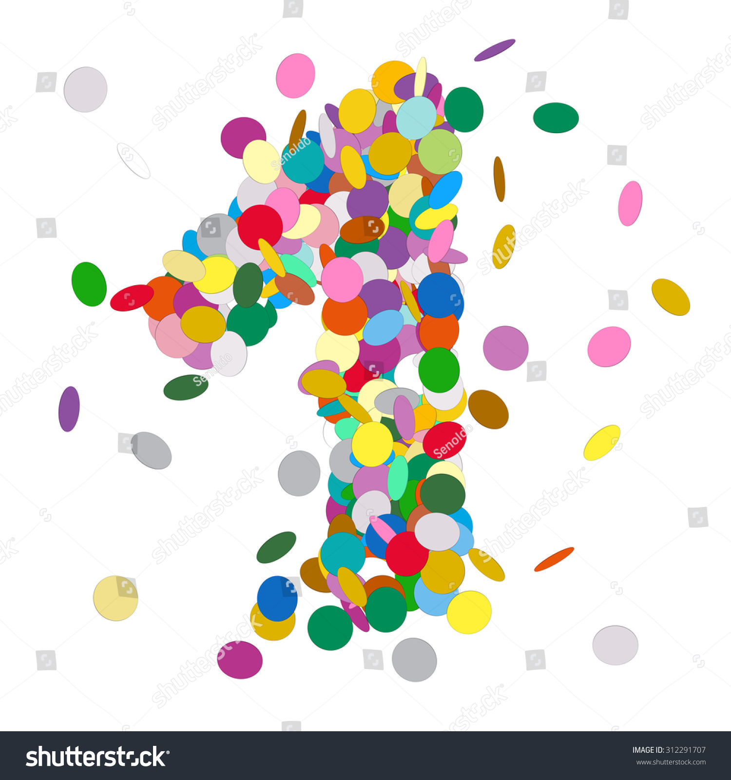 Abstract Colorful Vector Confetti Number One Stock Vector 312291707 ...