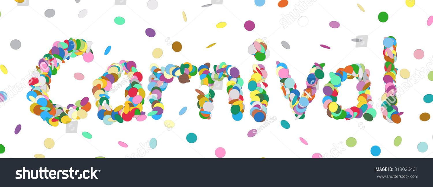 Abstract Confetti Word Carnival Letter Colorful Stock Vector (Royalty