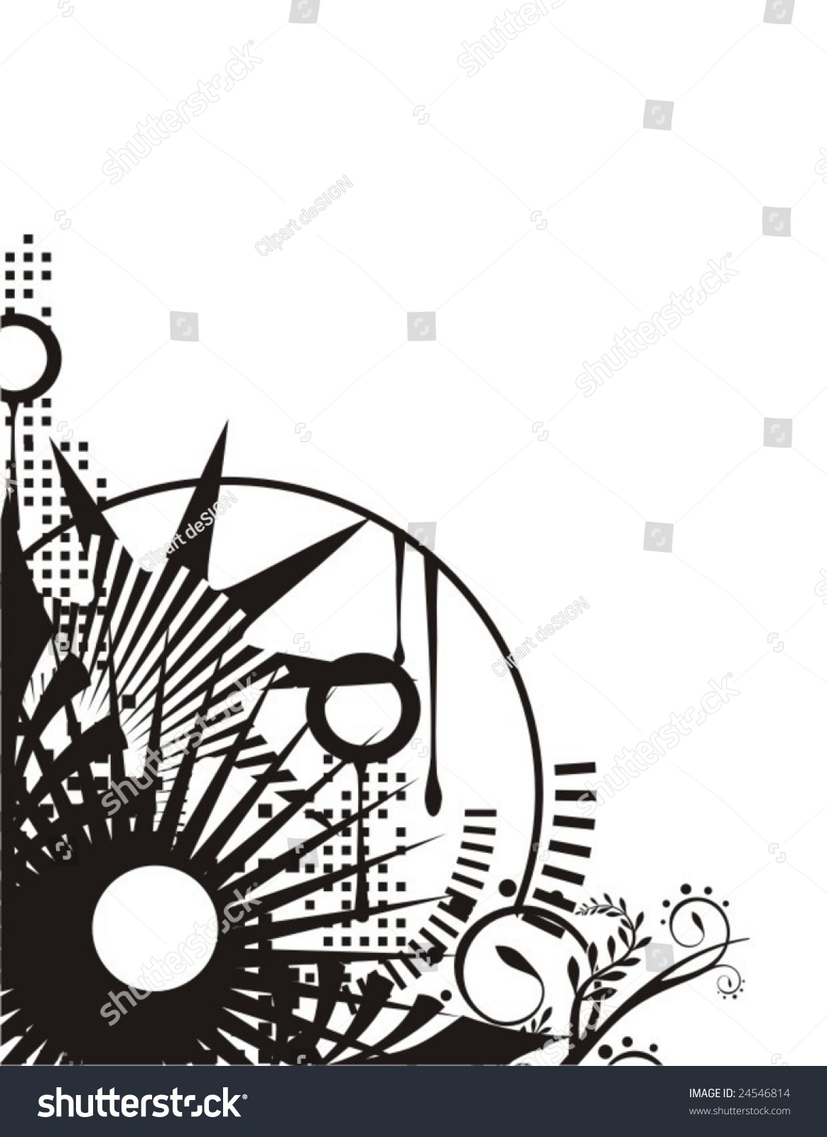 Abstract Corner Design Black White Vector Stock Vector (Royalty Free