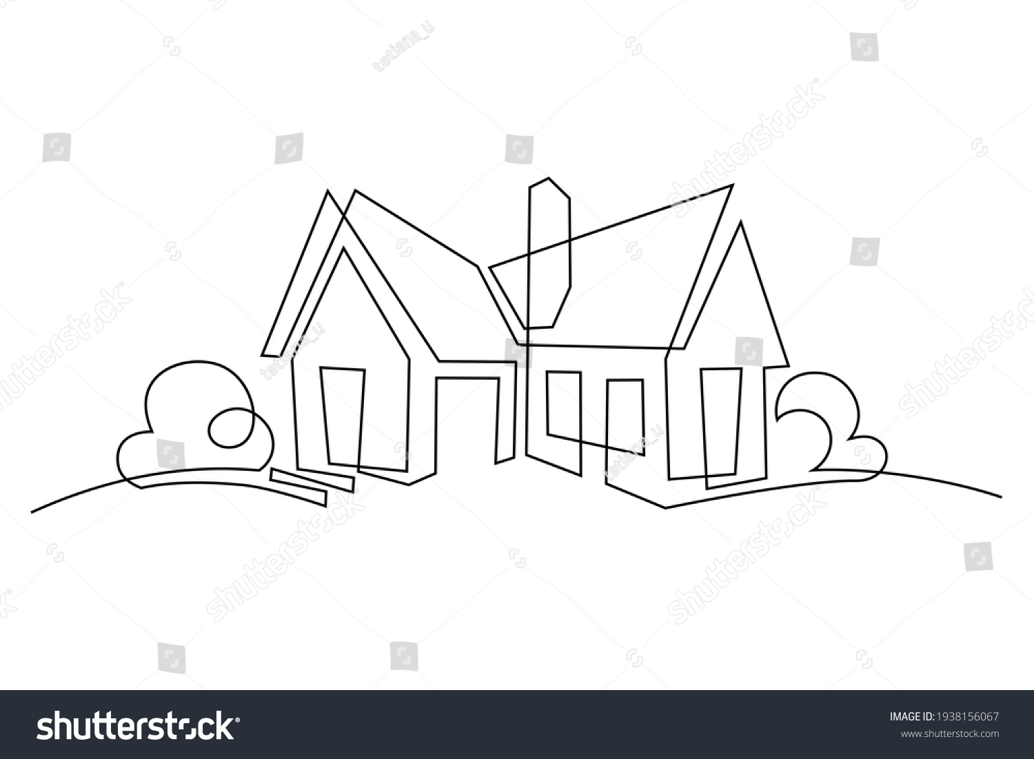 SVG of Abstract country house in continuous line art drawing style. Family home minimalist black linear design isolated on white background. Vector illustration svg