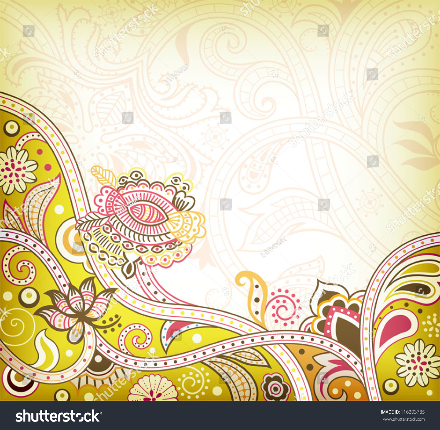 Abstract Curve Floral Background Stock Vector Illustration 116303785 ...