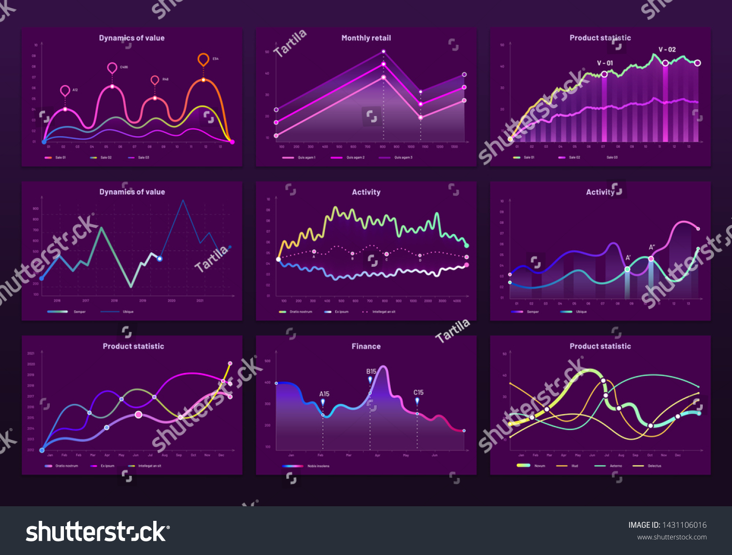 SVG of Abstract data charts. Statistic graphs, finance line chart and marketing histogram graph infographic. Financial holographic display, futuristic neon charts or infographic reports bars vector set svg