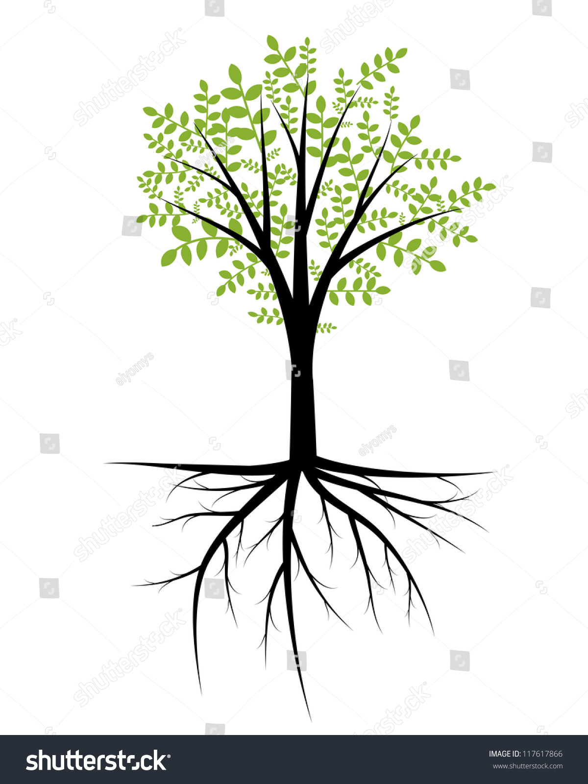 Abstract Decorative Tree Foliage Roots Stock Vector (Royalty Free
