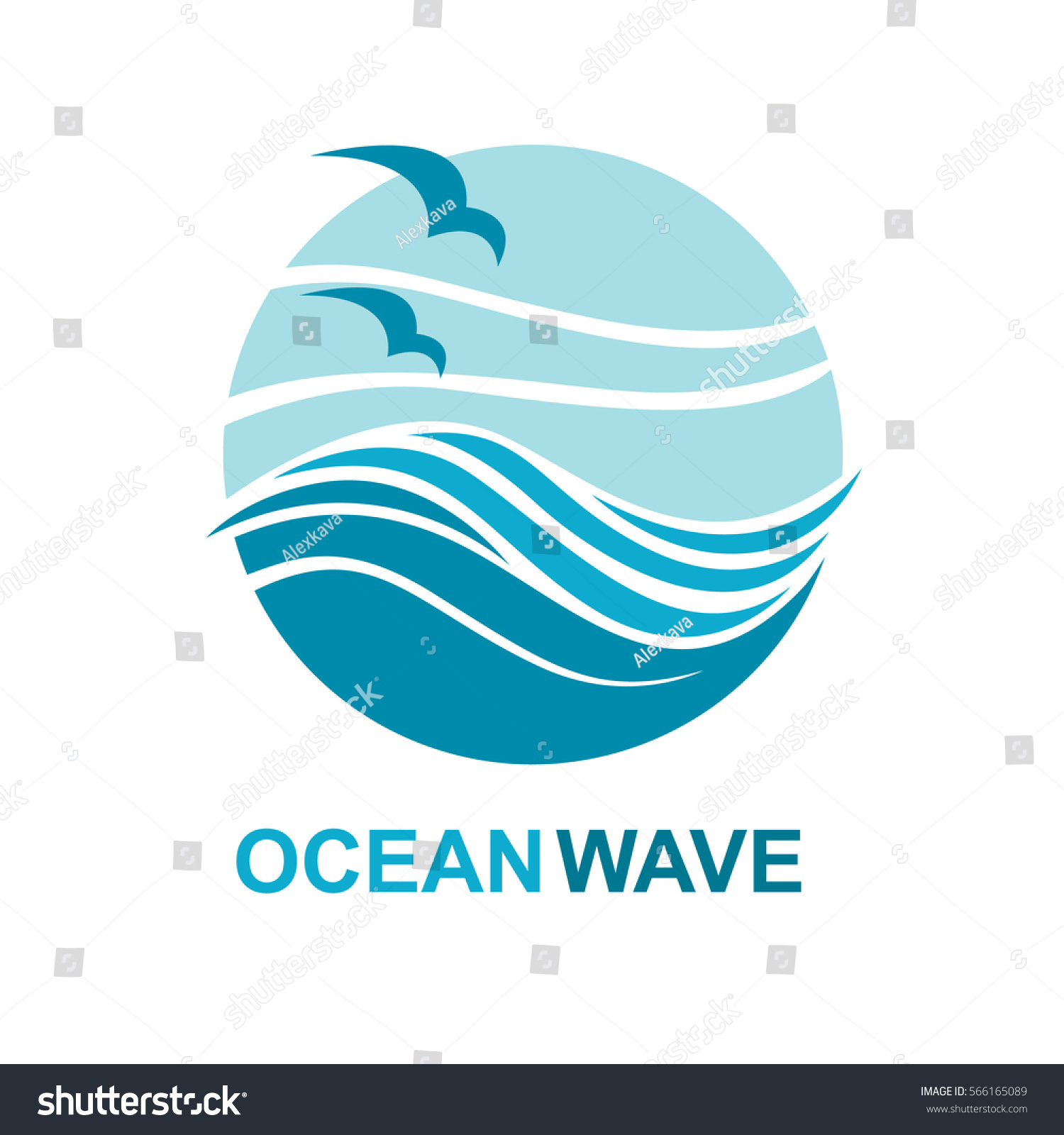 Download Abstract Design Ocean Logo Waves Seagulls Stock Vector ...