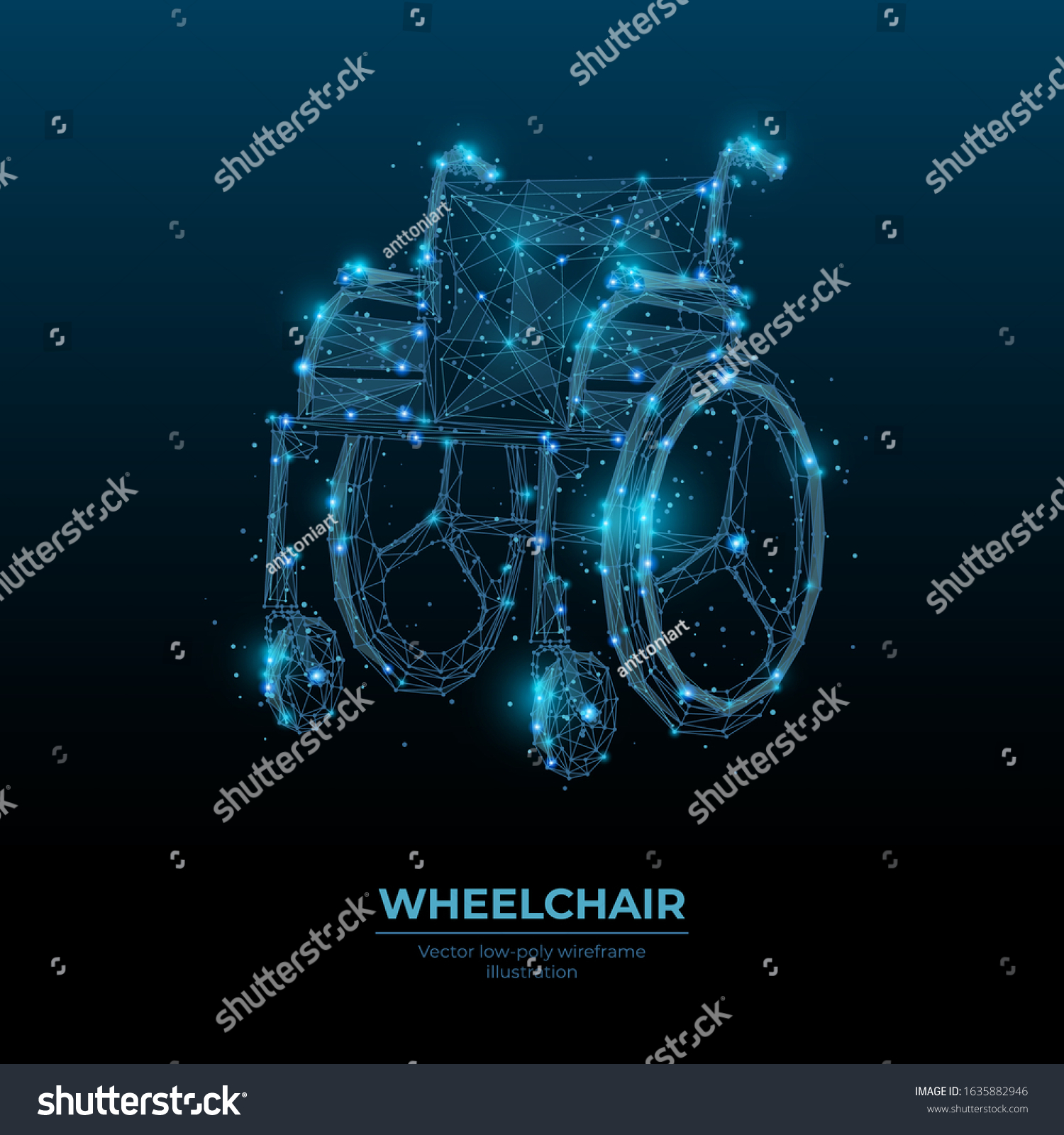 Abstract Digital 3d Wheelchair On Dark Stock Vector (Royalty Free ...