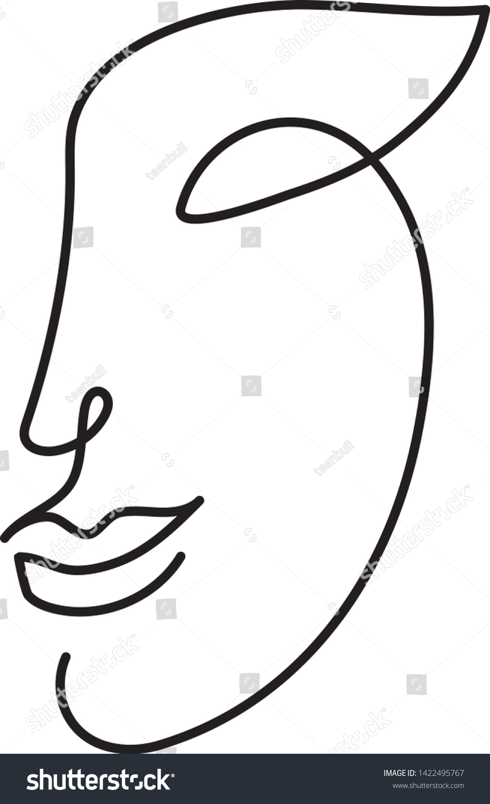 Abstract Face One Line Drawing Woman Stock Vector Royalty Free