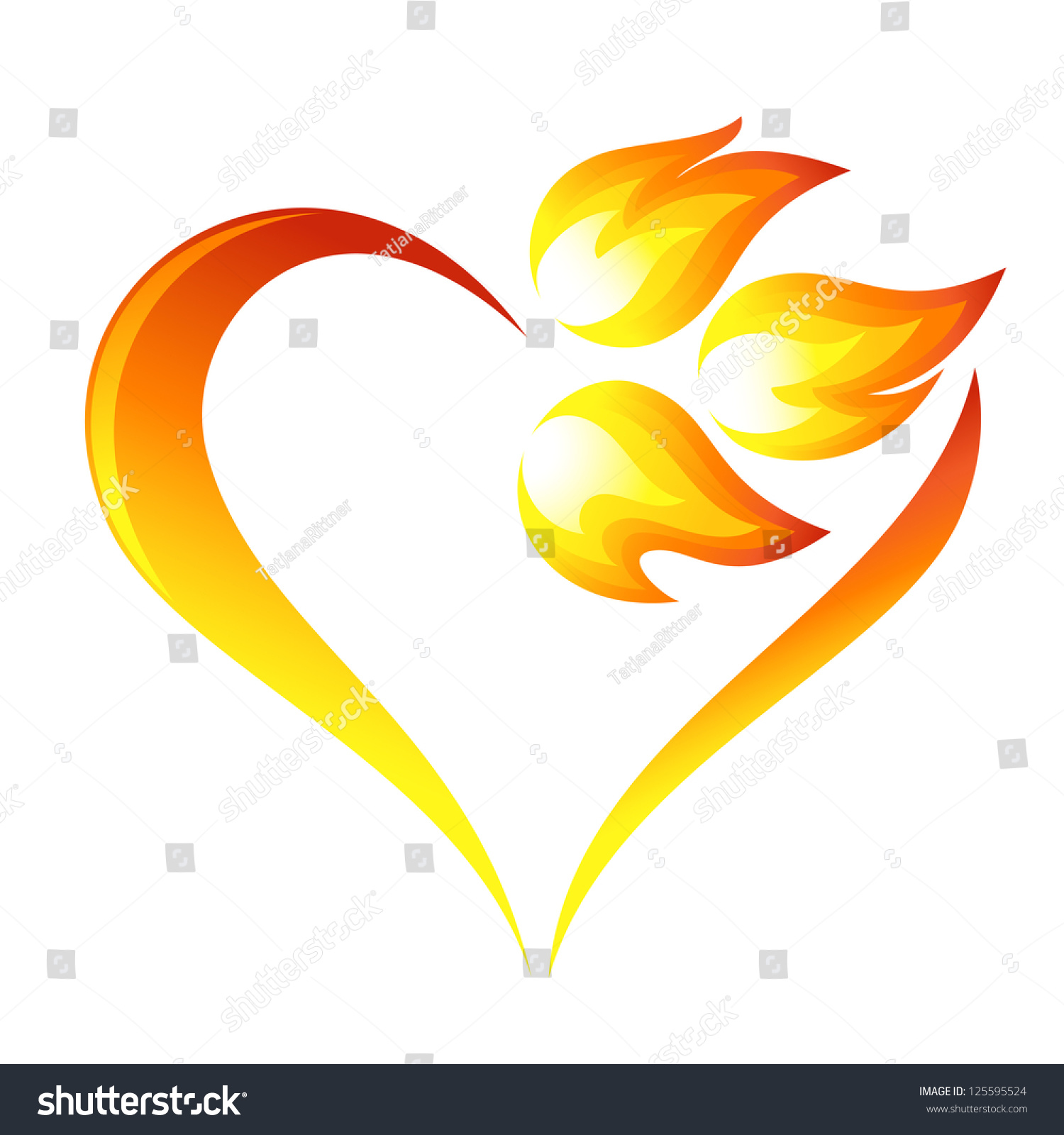 Abstract Fire Flames Icon Heart Element Stock Vector 125595524 ...