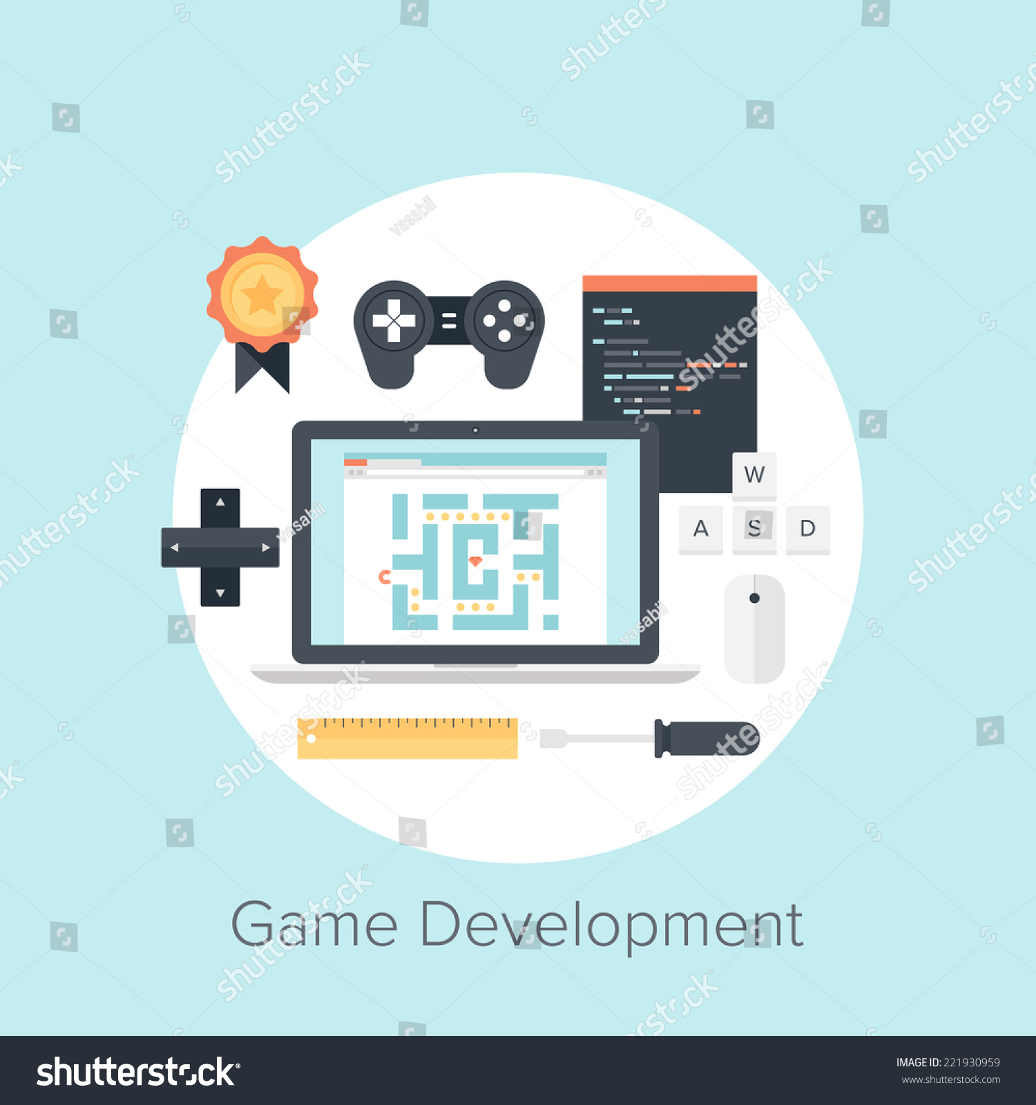 Abstract Flat Vector Illustration Game Development Stock Vector ...