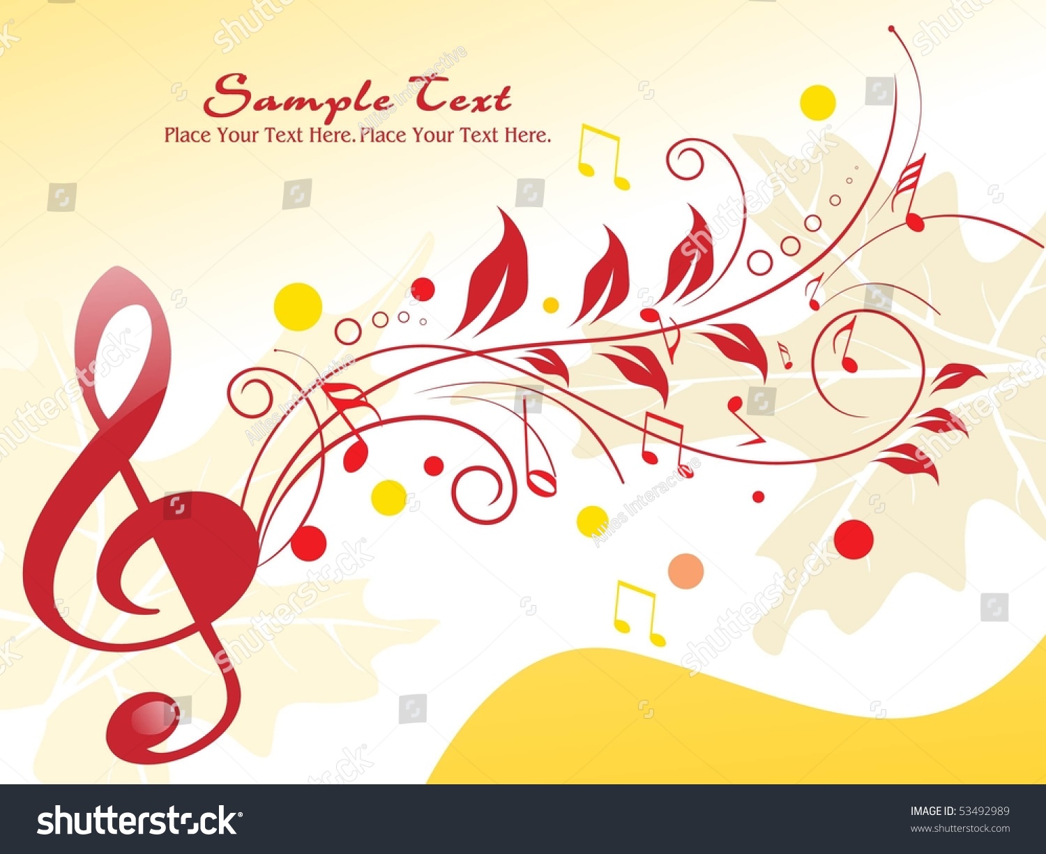 Abstract Floral, Autumn Leaf Background With Musical Notes Stock Vector ...