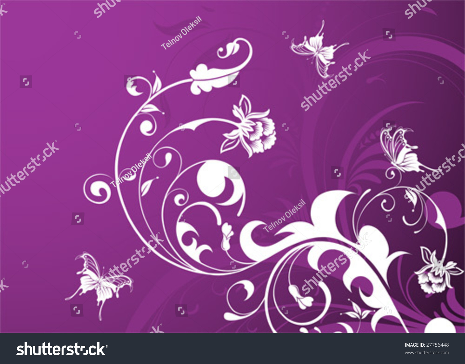 Abstract Floral Background With Butterfly, Element For Design, Vector ...