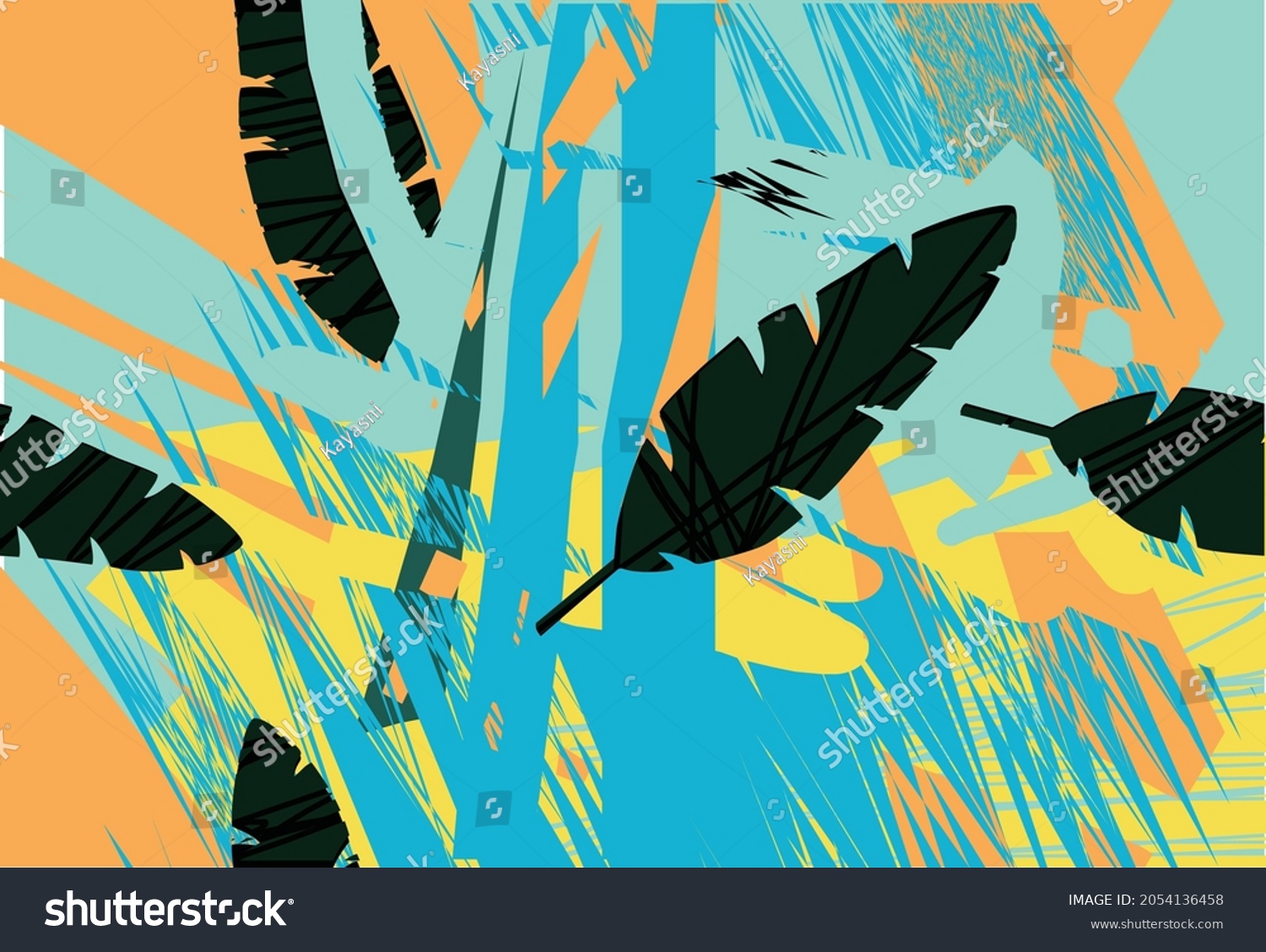 Abstract Floral Painting Wall Art Vector Stock Vector (Royalty Free