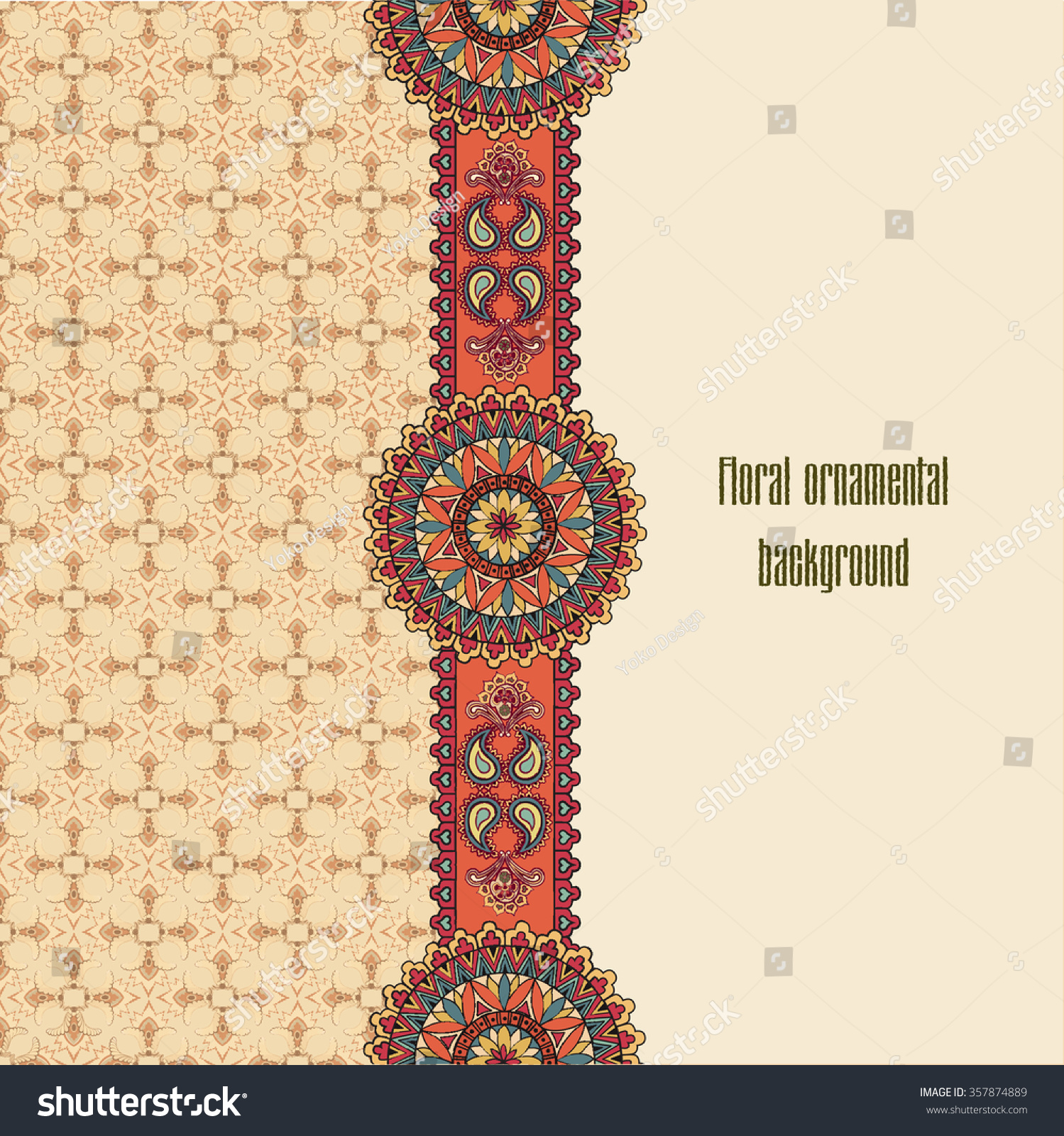geometric ornamental border oriental ethnic mandala background islam arabic abstract floral pattern geometric ornamental border stock vector