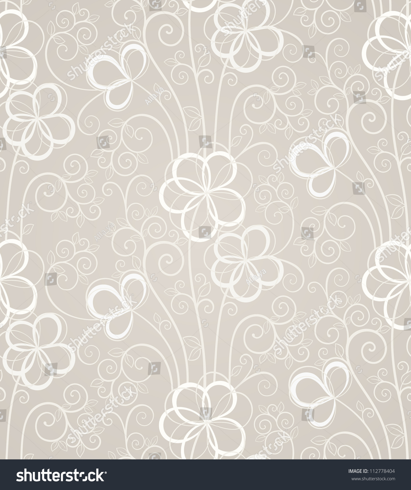 Abstract Floral Seamless Background Grey Tones Stock Vector 112778404 ...