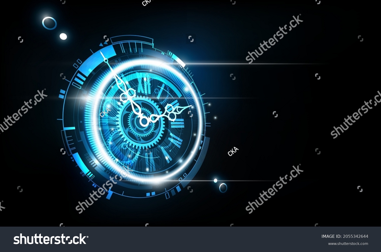 Abstract Futuristic Technology Background Clock Concept Stock Vector ...