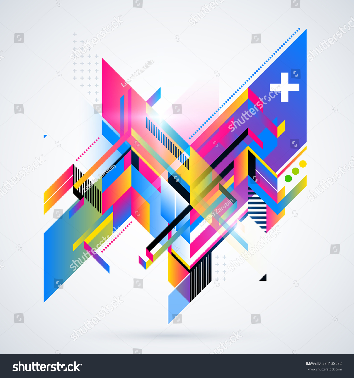 Abstract Geometric Element With Colorful Gradients And Glowing Lights ...