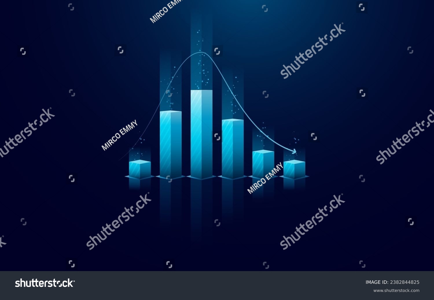 SVG of Abstract going down chart with arrow on technology dark blue background. Stock market and business concept. Vector illustration in digital futuristic light blue monochrome style. svg