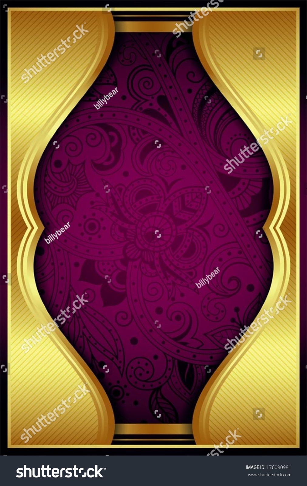 Abstract Gold Red Floral Frame Background Stock Vector (Royalty Free ...