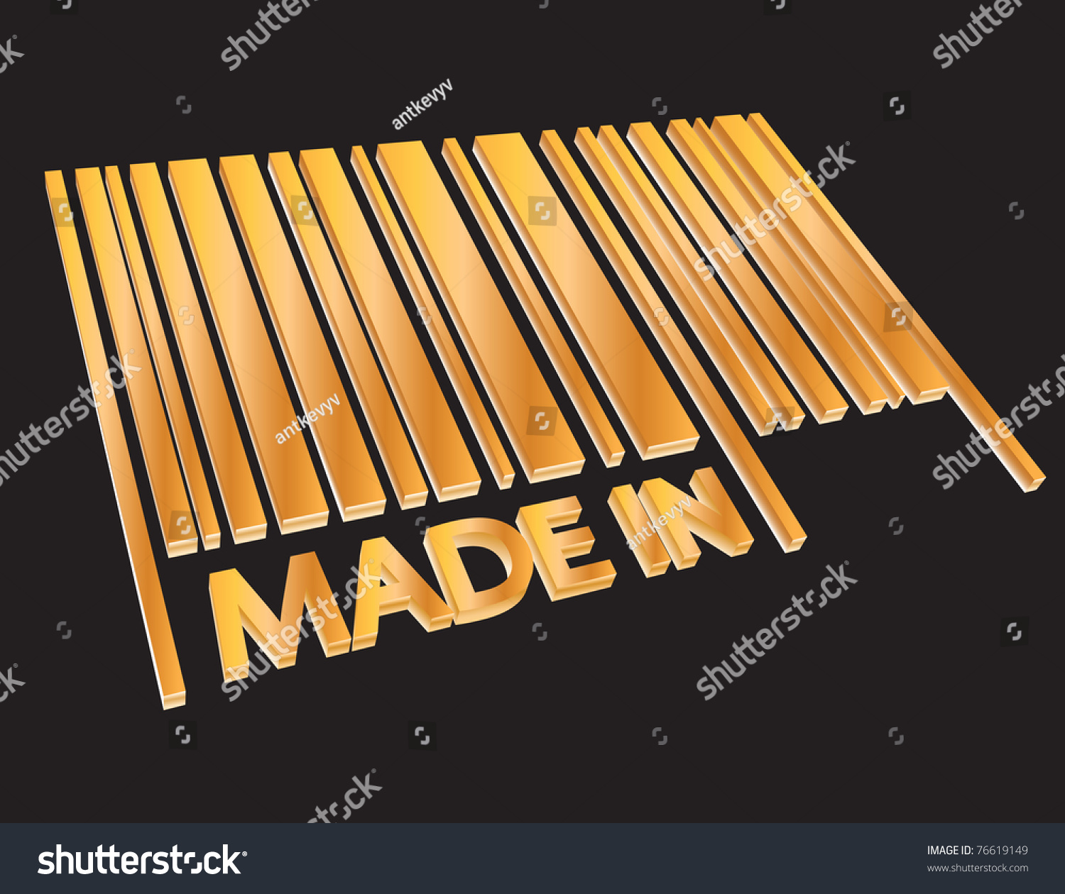 Abstract Golden 3d Barcode With Inscription Made In. Business Concept ...