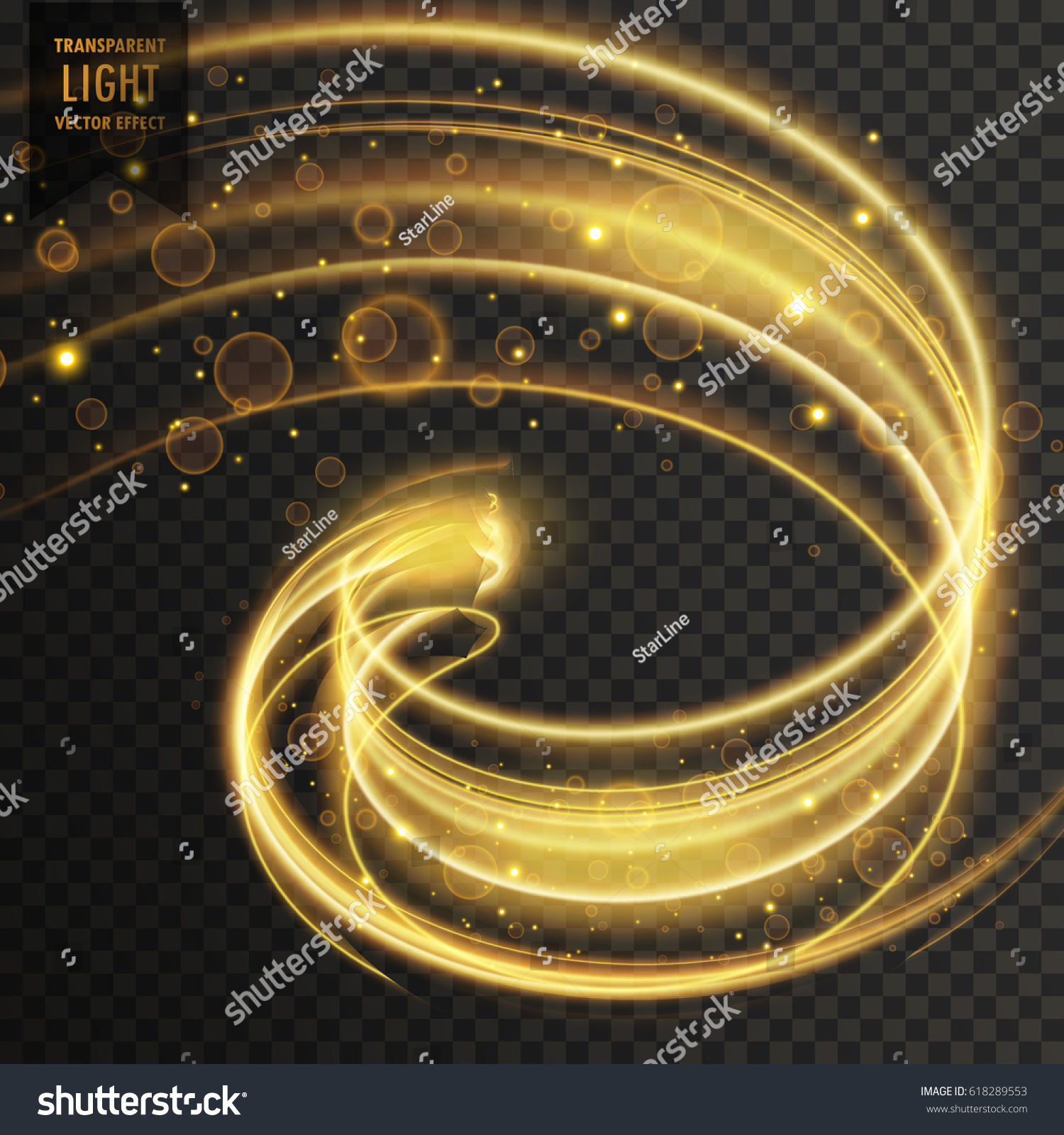 Abstract Golden Transparent Light Effect Background Stock Vector