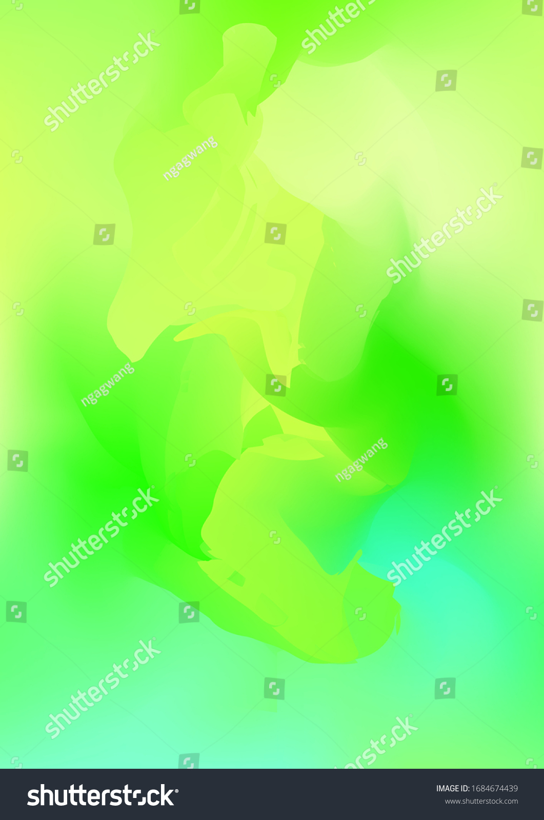 Abstract Green Yellow Watercolor Background Painted Stock Vector