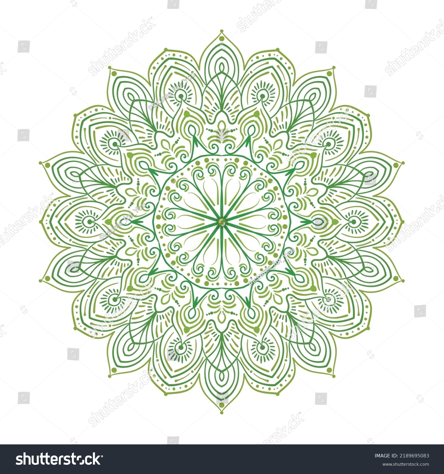 SVG of Abstract green elegant mandala pattern. Round ornament. Vector illustration.  svg