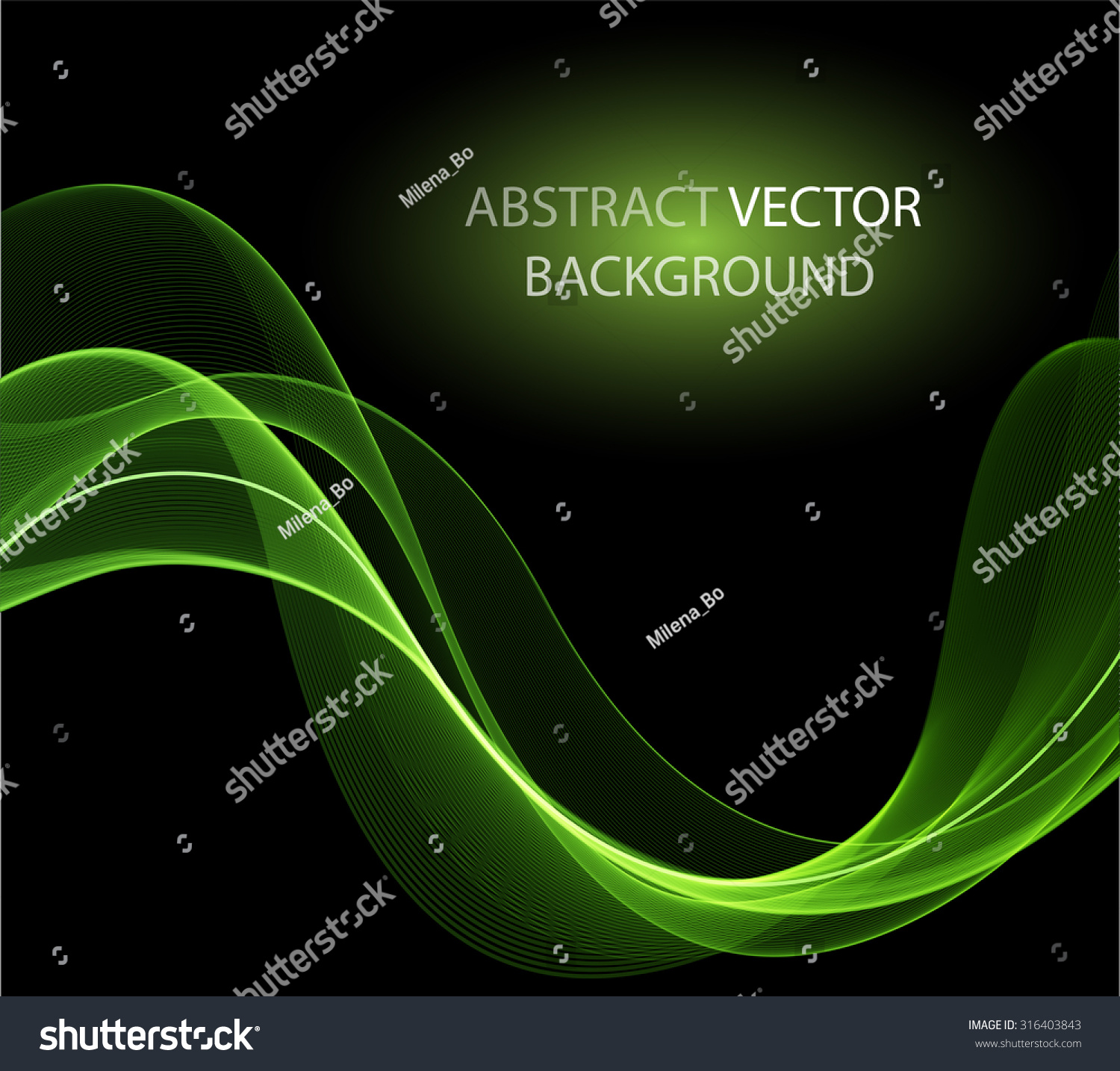 Abstract Green Waves On Black. Stock Vector Illustration 316403843 ...