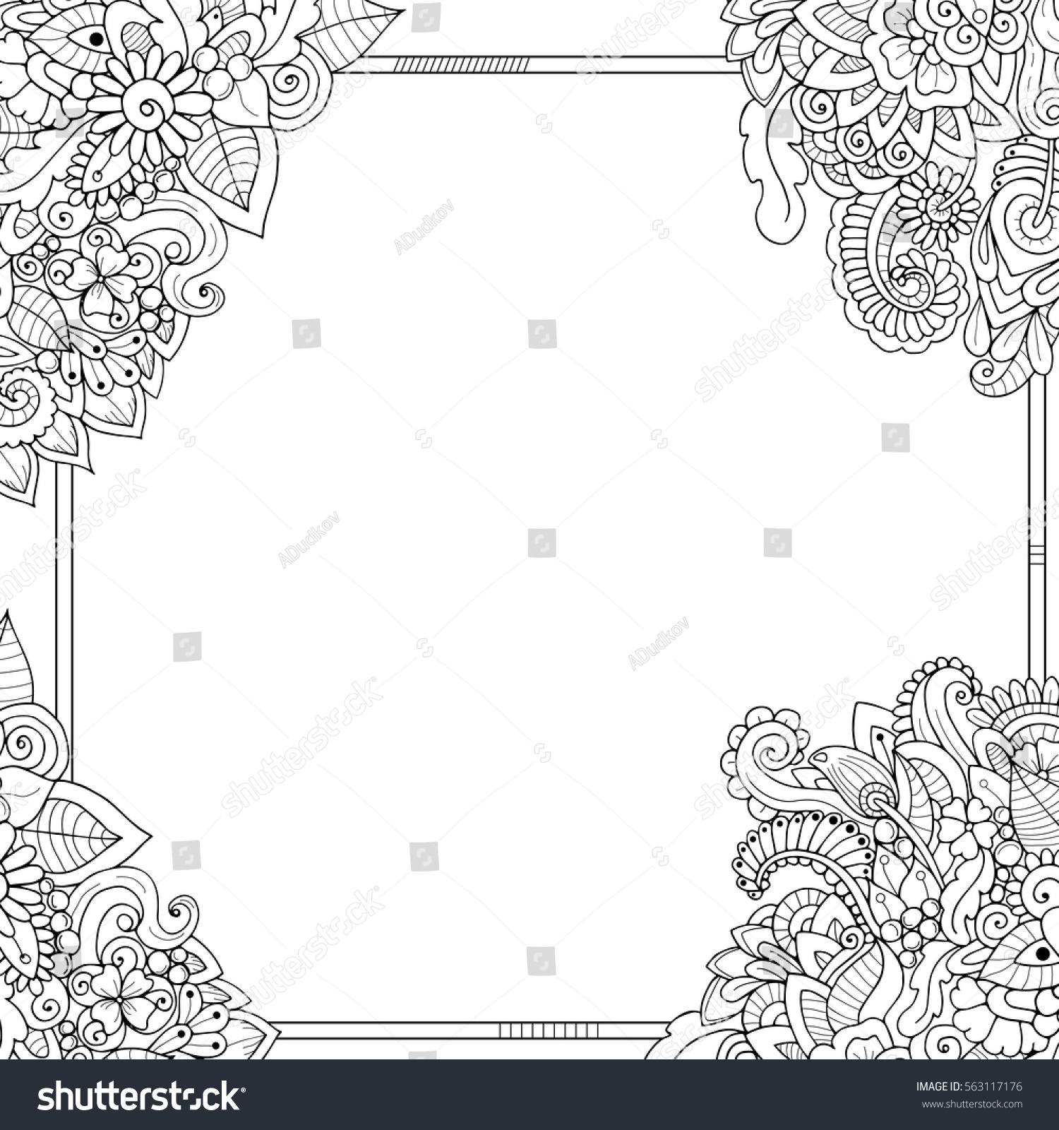 Abstract Hand Drawn Zentangle Style Square Stock Vector Royalty