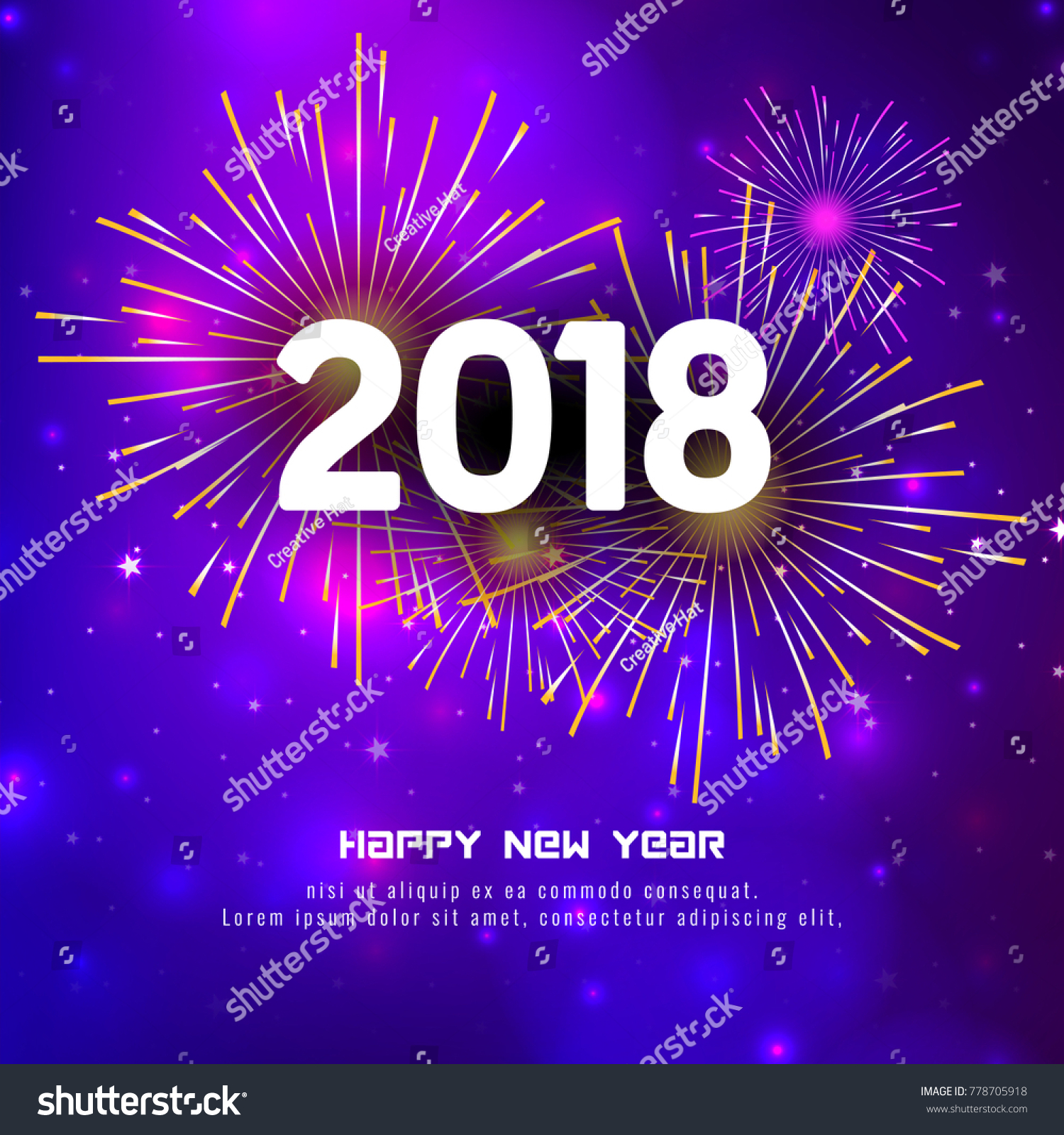 Abstract Happy New Year 2018 Bright Stock Vector 778705918 - Shutterstock