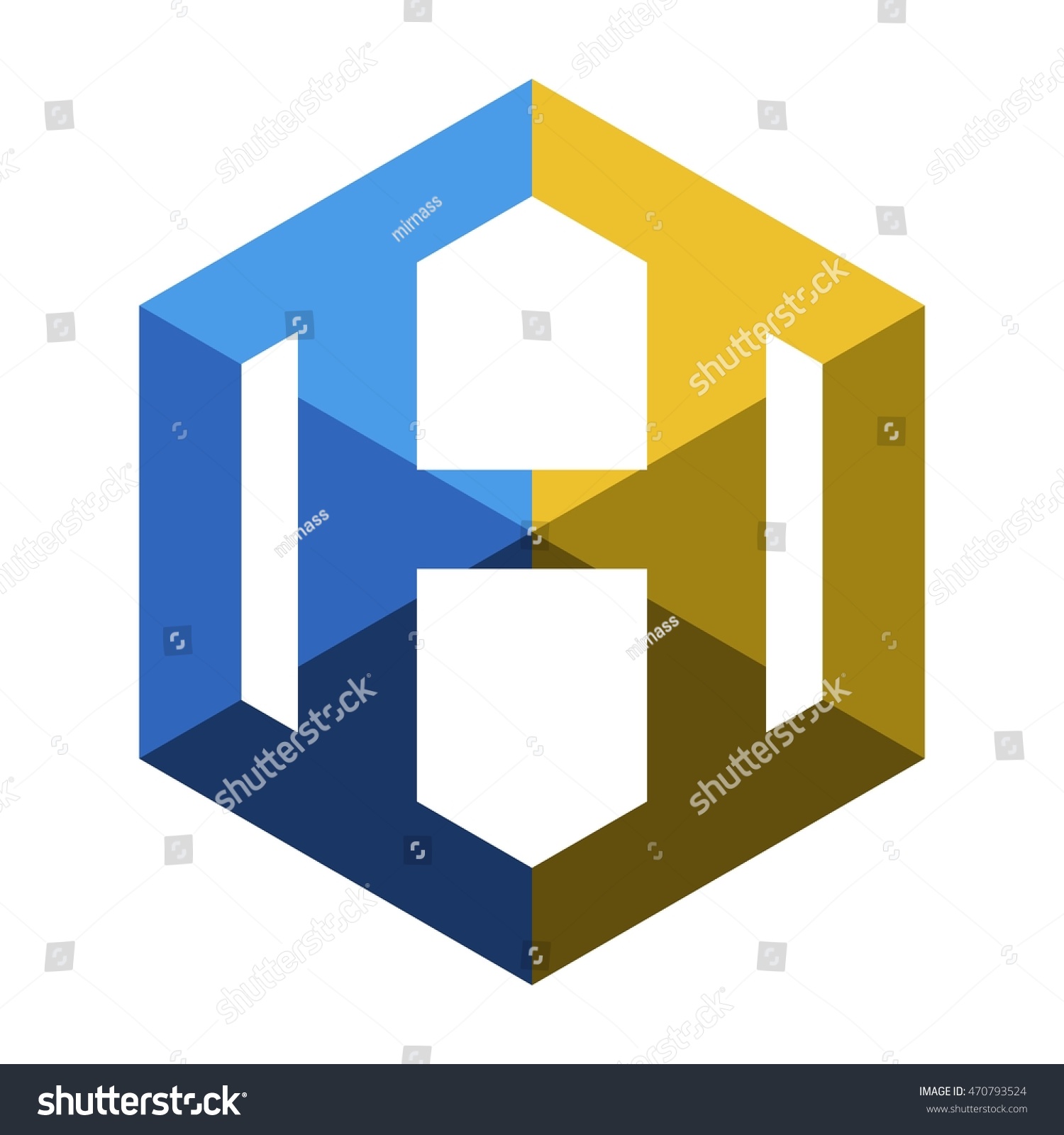 Abstract Hexagon Shaped Vector Logo Design Stock Vector (Royalty Free ...