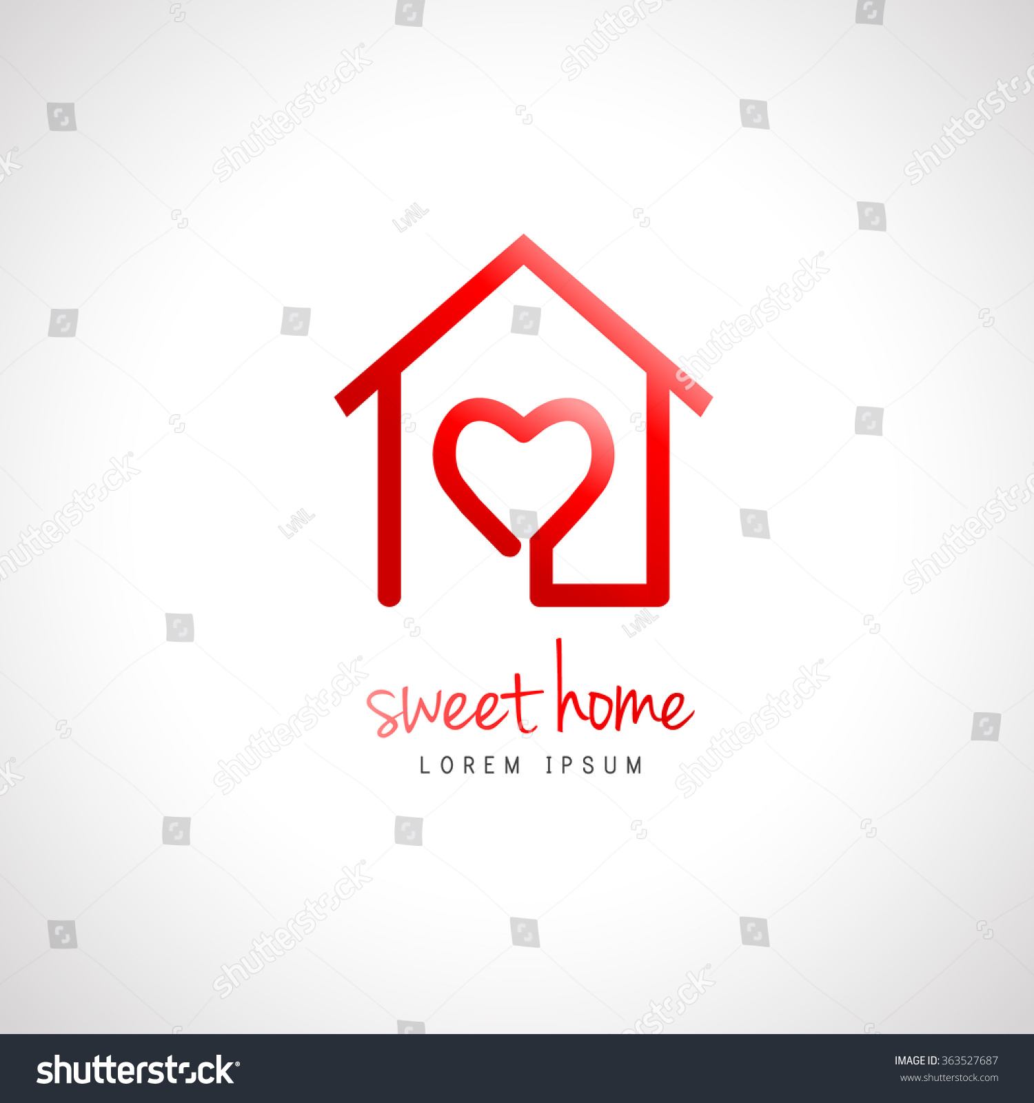 Abstract Home Logo Heart Inside House Stock Vector 363527687 ... - Abstract home logo with heart inside. House design as home sweet home  concept.