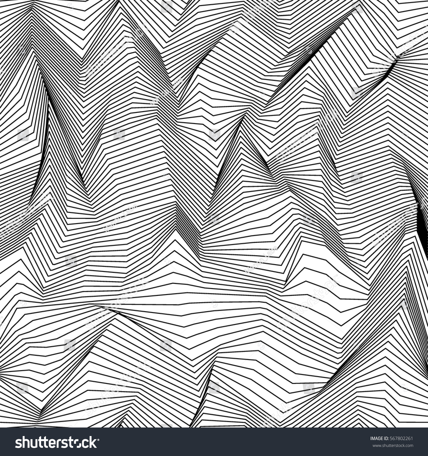 Abstract Horizontal Zigzag Wave Shape Moire Stock Vector 567802261 ...