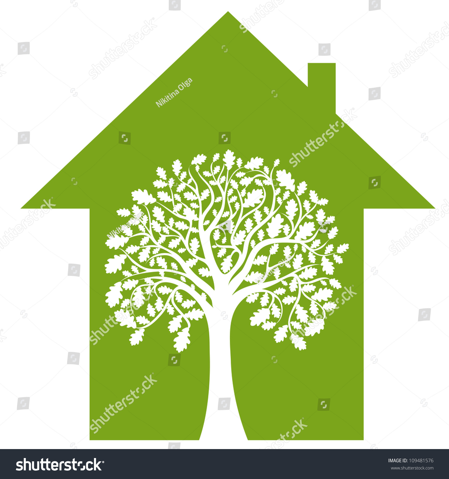 Abstract House Green Tree Vector Image Stock Vector 109481576 Shutterstock Abstract Green Tree Logo Vector Free