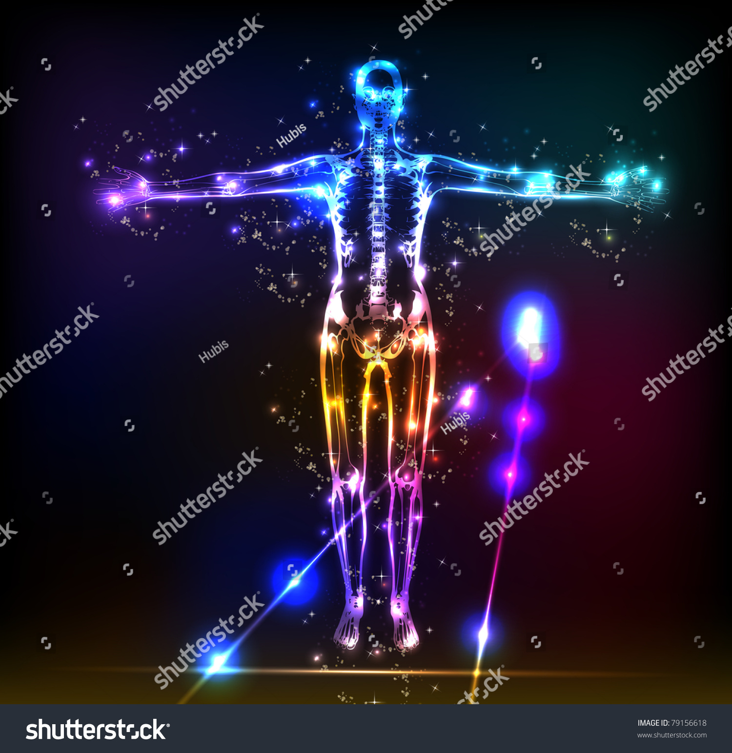 Abstract Human Body Background Neon Design Stock Vector Royalty Free