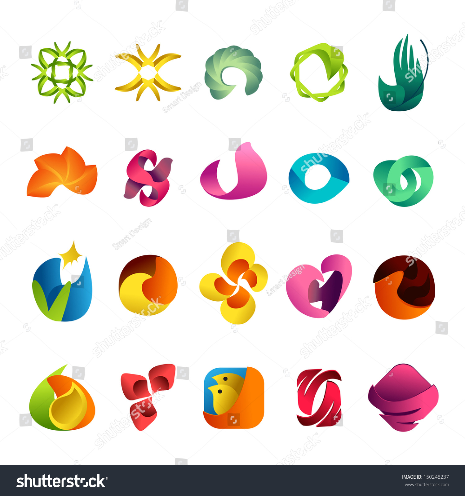 Abstract Icons Set - Isolated On White Background - Vector Illustration ...