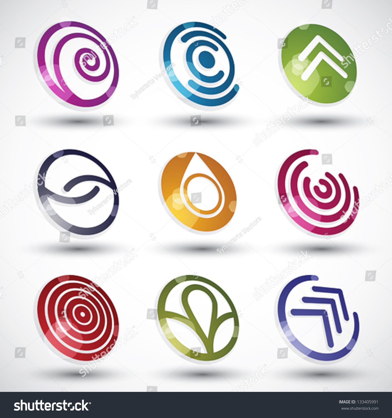 Abstract Icons Vector Set, Round Symbols Collection. - 133405991 ...