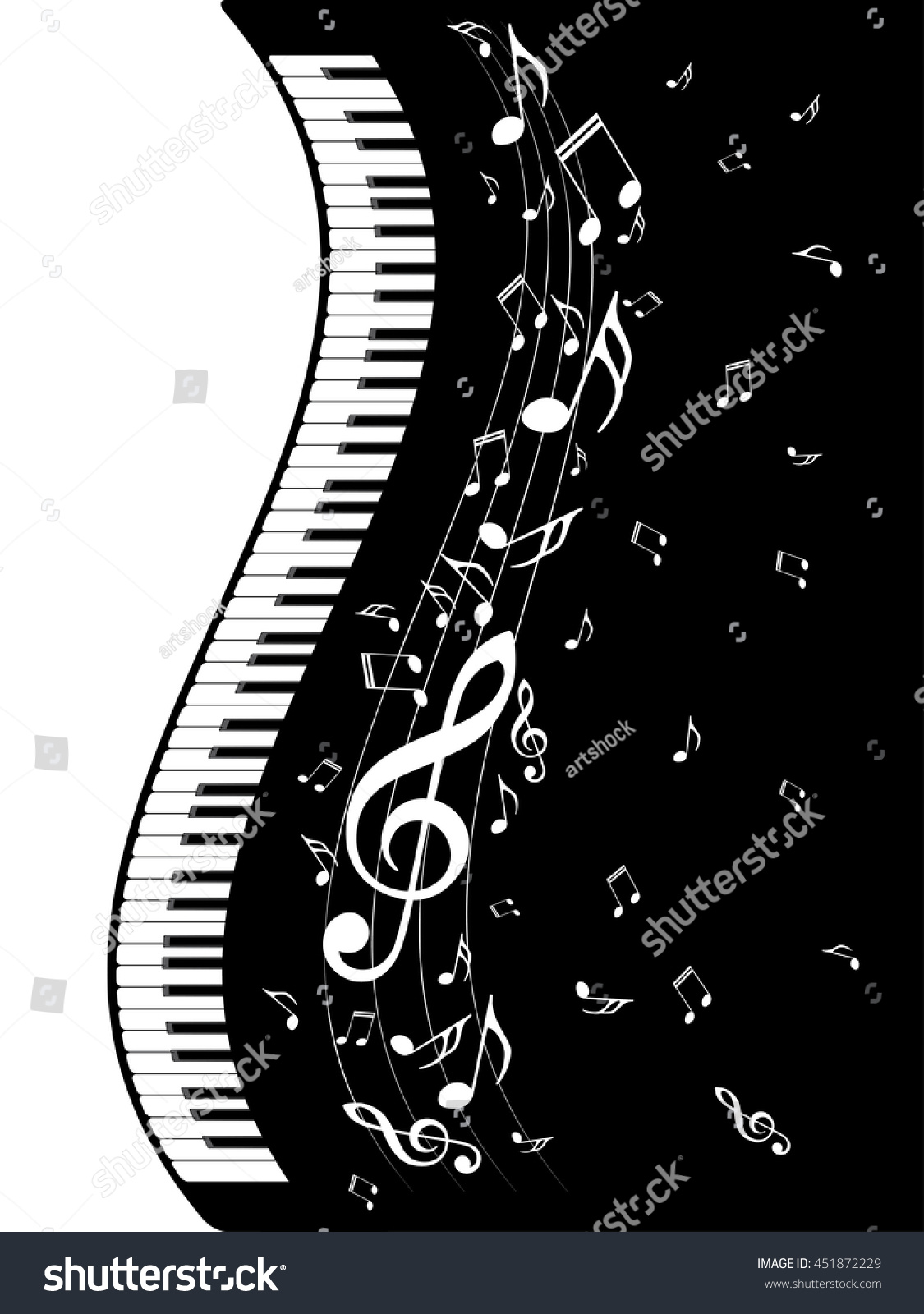 Abstract Illustration Piano Keys Musical Notes Stock Vector 451872229 ...