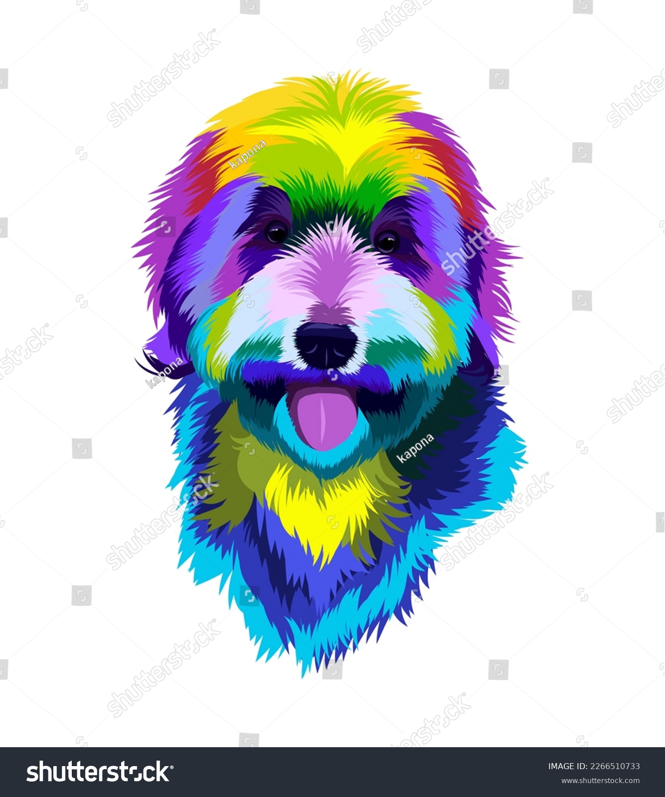 SVG of Abstract Labradoodle dog head portrait from multicolored paints. Splash of watercolor, colorful drawing, realistic. Vector illustration of paints svg