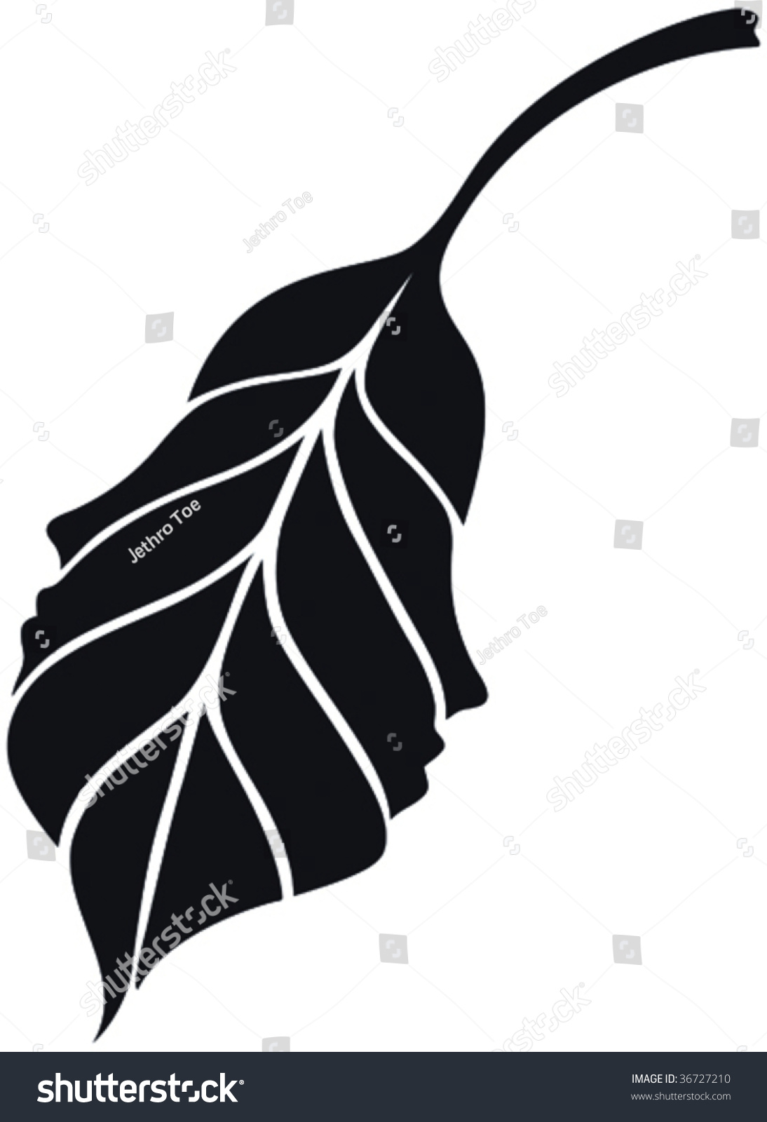 Abstract Leaf With The Human Profiles At The Edges Stock Vector ...