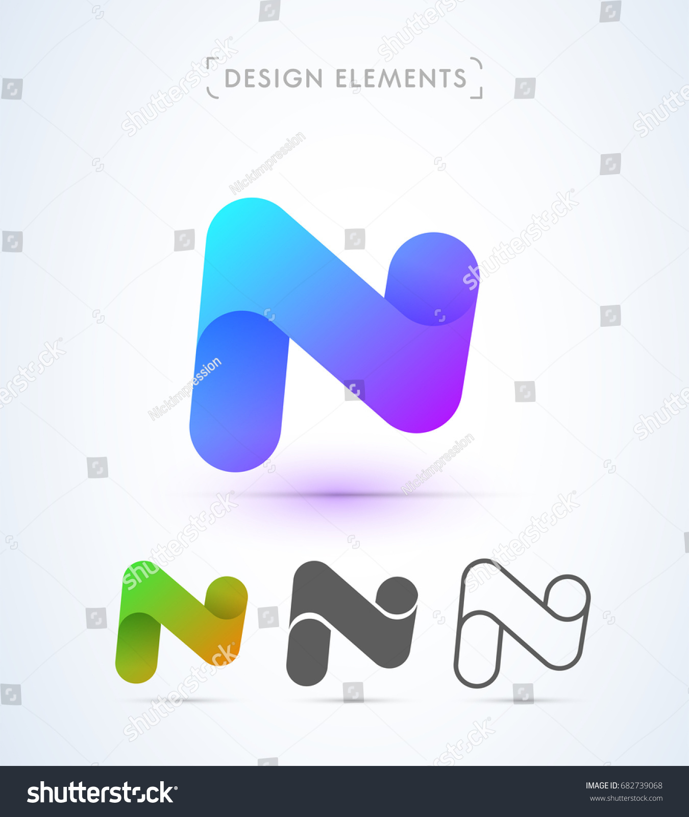 Abstract Letter N Logo Material Design Stock Vector ...