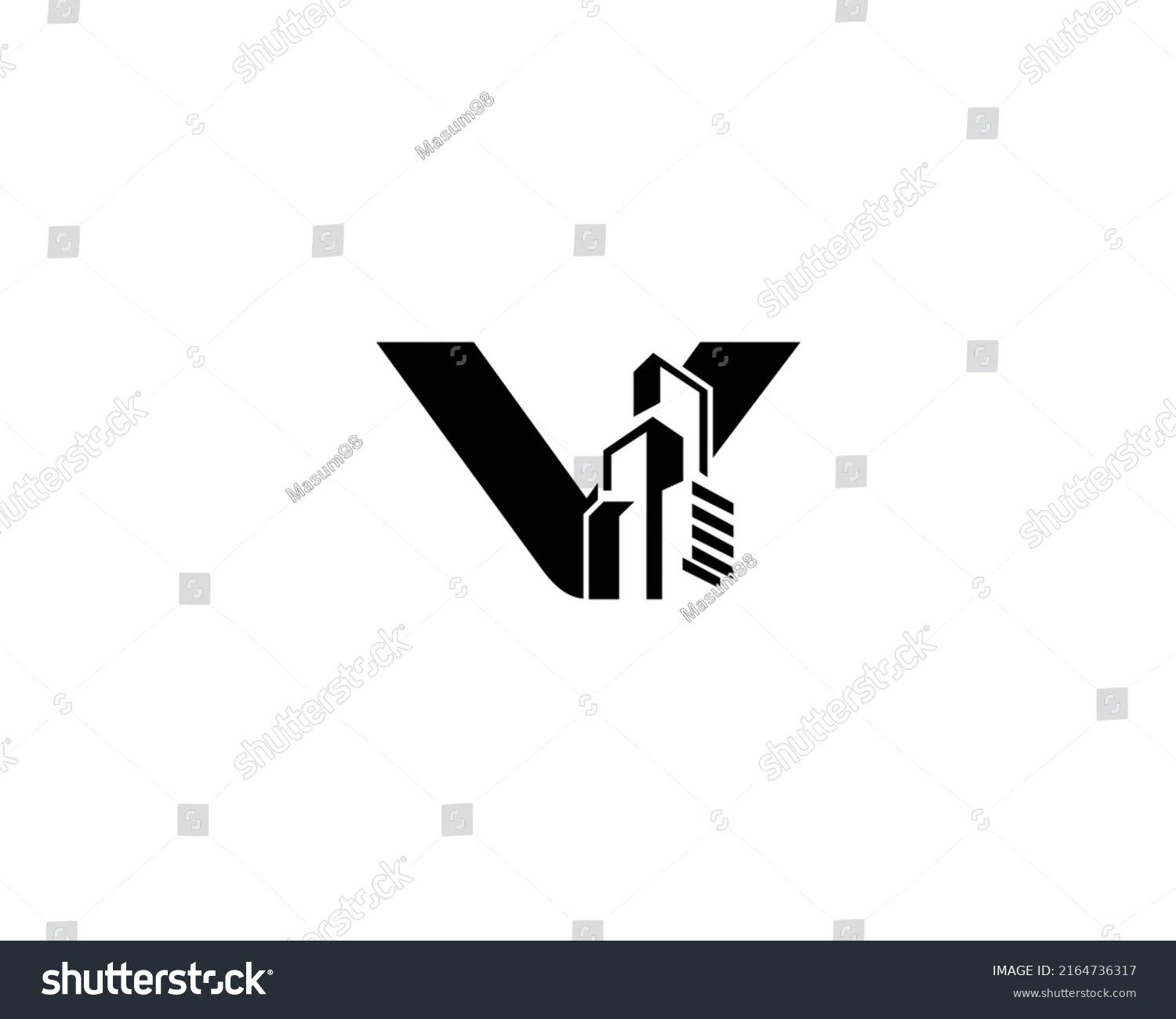 Abstract Letter V Building Logo Design Stock Vector (Royalty Free ...