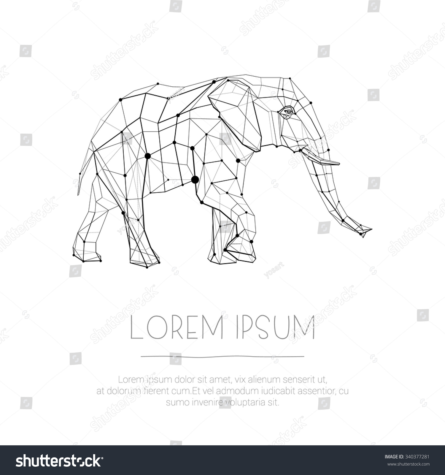 Abstract Lined Graphic Geometric Elephant Use Image ...