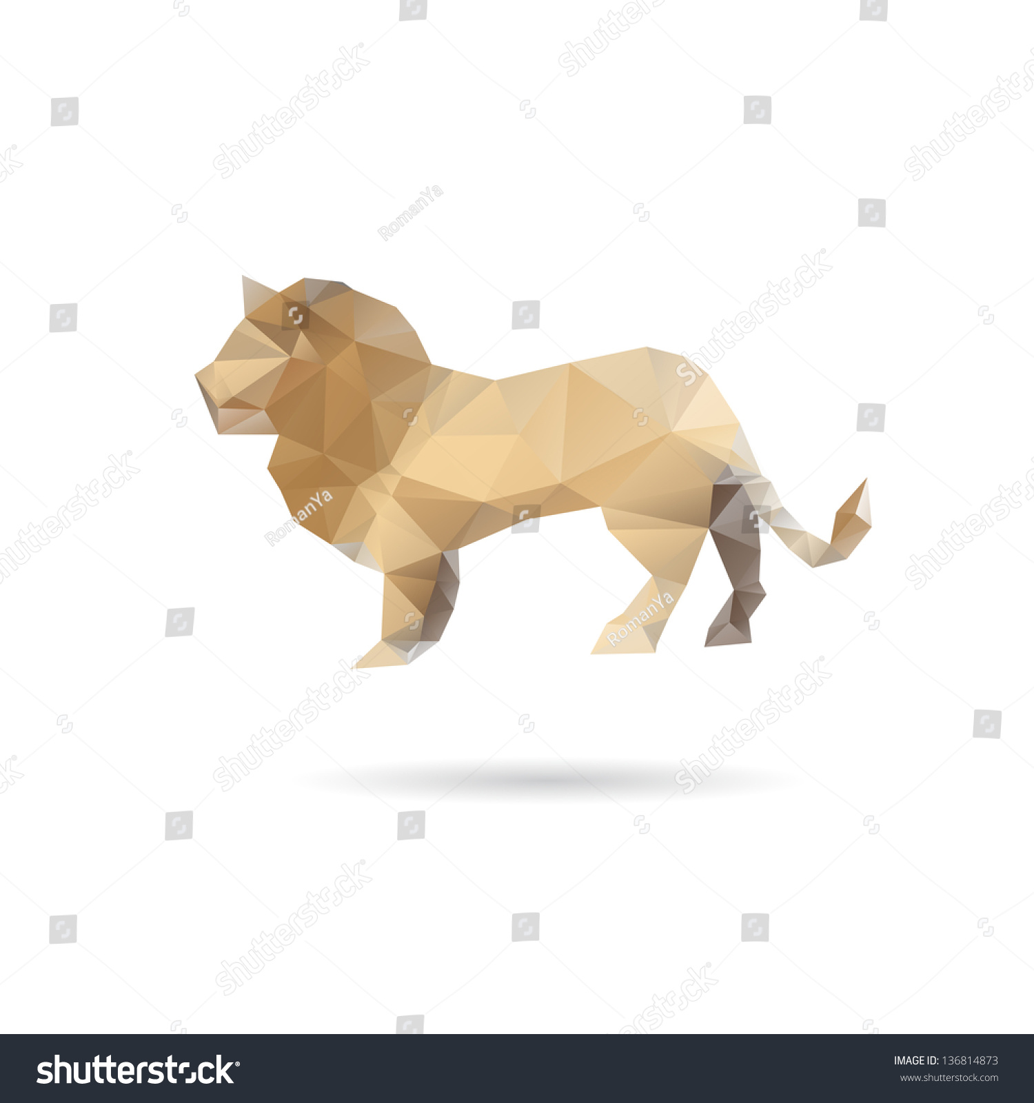 Abstract Lion Isolated On White Backgrounds Stock Vector 136814873 ...
