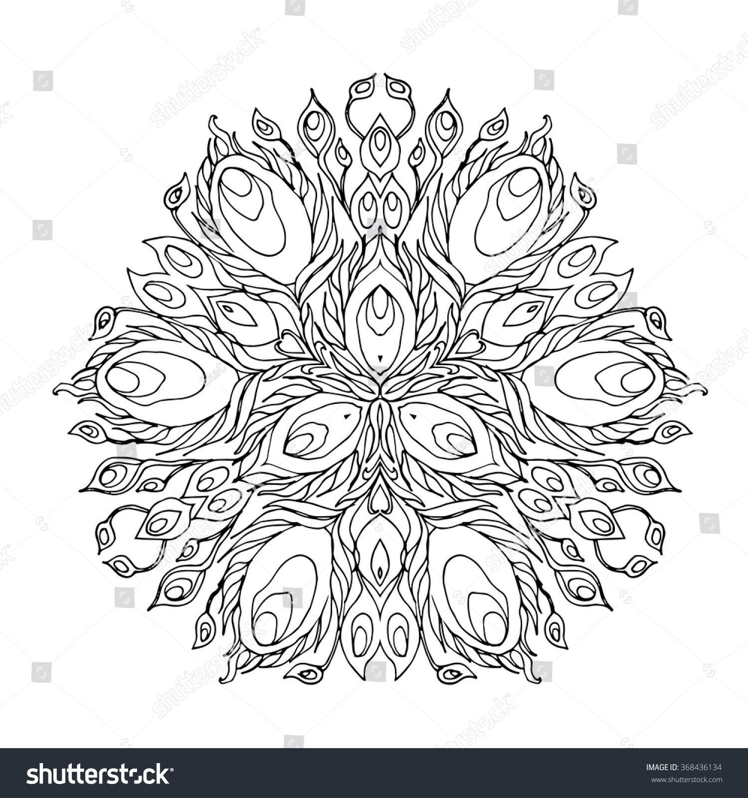 Abstract Mandala Design Kaleidoscope Shape Peacock Stock ...