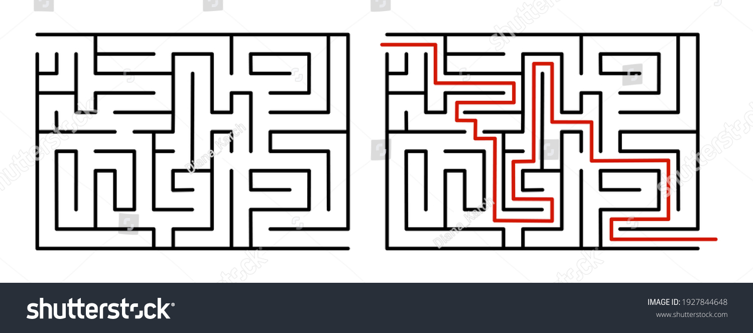 Abstract Mazes Find Right Way Isolated Stock Vector (Royalty Free ...