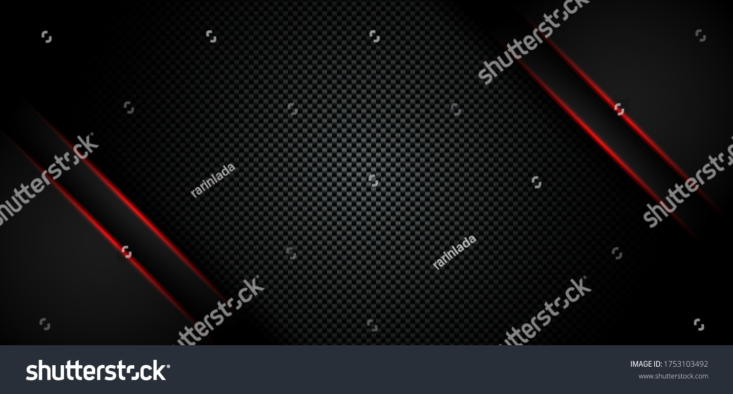 SVG of Abstract metallic red shiny color black frame layout modern tech design template on carbon fiber material background and texture. Vector illustration svg