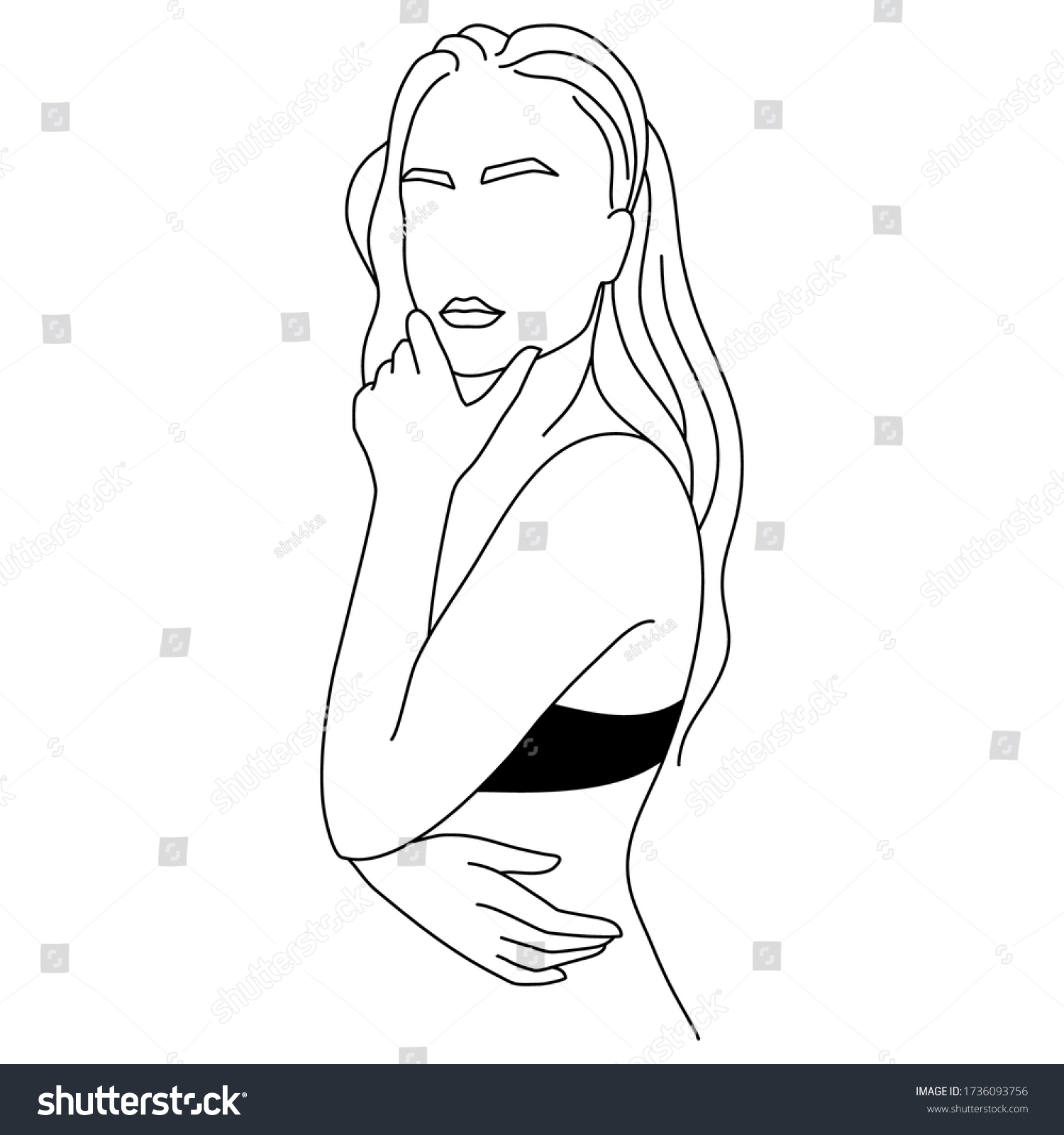 Abstract Minimalistic Female Figure Underwear Vector Stock Vector Royalty Free 1736093756 