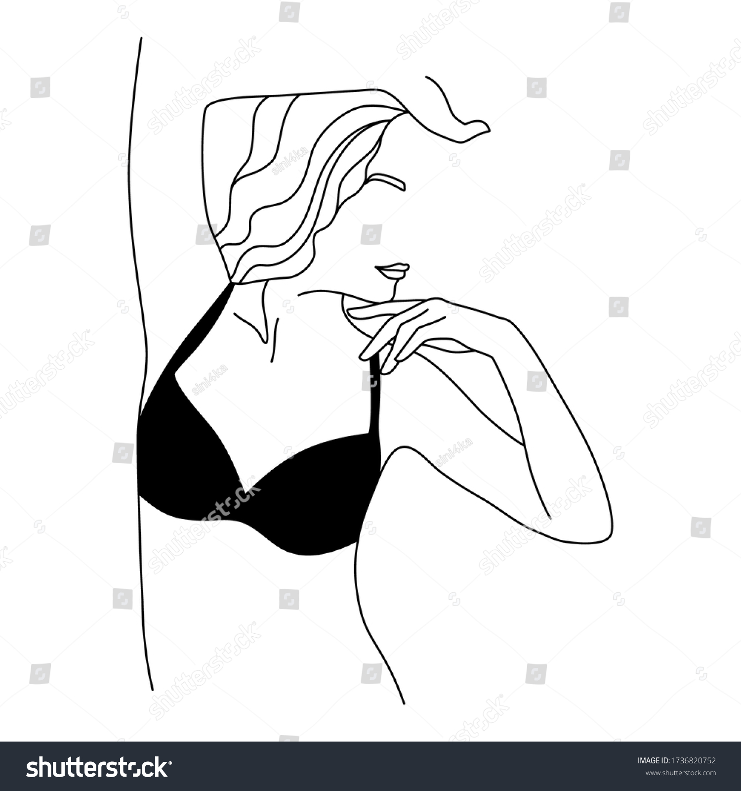 Abstract Minimalistic Female Figure Underwear Vector Stock Vector Royalty Free 1736820752 